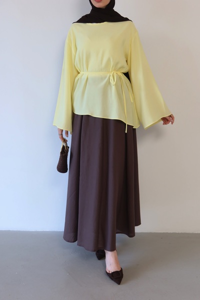 QUWİQ Women's Lined Linen Cotton Skirt