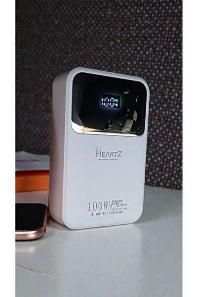 HEARTZ 20000MAH 100W Süper Hızlı Şarj Destekli Powerbank Pd 27W Taşınabilir Taşınabilir Şarj Cihazı Dijital Göstergeli