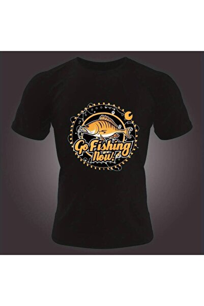 12 Teknoloji GO FISHING NOW Print T Shirt, Comfy Tees Men, Casual Short Sleev...