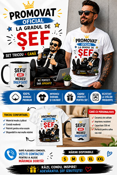 GE Set Tricou + Cană „Promovat Oficial la Gradul de Șef