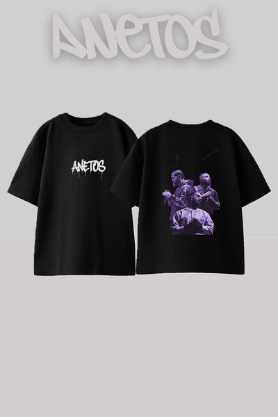 Anetos Drake_40 Design Printed Unisex Oversize Black Tshirt