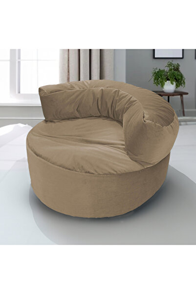 In House Julie | Velvet Bean Bag Chair - Light Beige