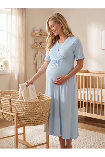 Lohusa Homewear قميص نوم للحوامل من القطن بنسبة 100% بأكمام قصيرة وتصميم مميز...