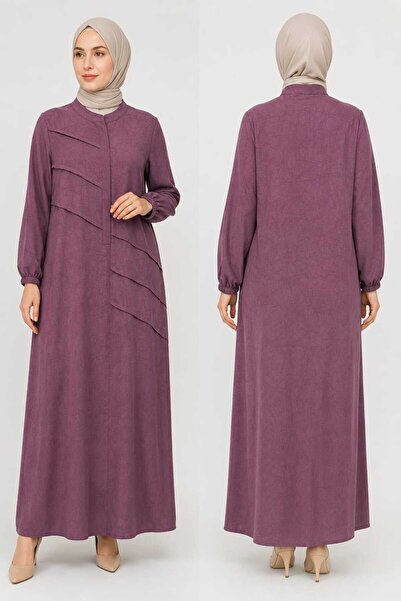 HESNA Half Buttoned Kubra Fabric Dress Full Length