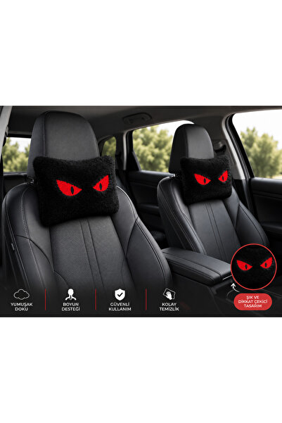 BeybiNest 2 li Oto Boyun Yastığı Welsoft Peluş Kumaş Nakışlı Tasarım Araç Başlık Yastığı Oto Koltuk Başlığı Boyun Destek Yastığı