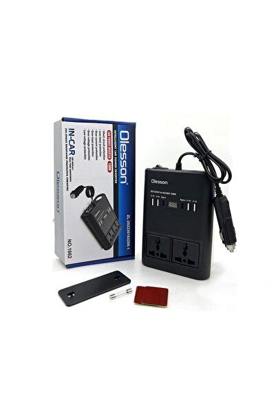 OEM HomeRoy Invertor Auto 150W, 2 Prize AC Universale, 4 Porturi USB, Afișaj ...