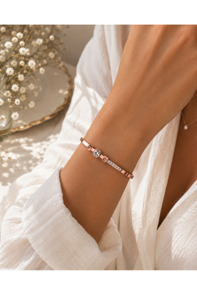 Adata Jewelry Zirkon Büyük Taşlı Kadın Çelik Kelepçe Bileklik Gold / Gümüş / ...