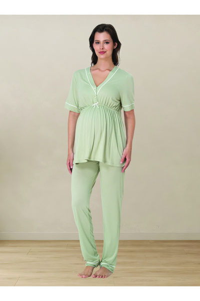 by İGP Short-Sleeved Maternity and Postpartum Detachable Waist Pajama Set wit...