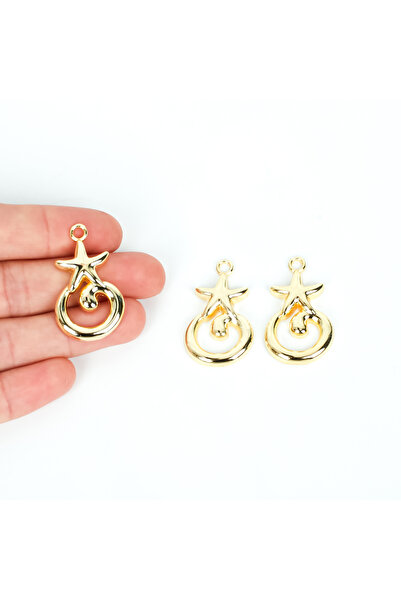 yfhobi 1 Adet - 34 mm Deniz Yıldızı Desenli Uç, Charm Uç, Altın Kaplama 1.Kal...