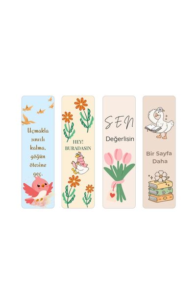 Seçkin Trend 4'lü Motivasyon Sözlü Kitap Ayracı Seti-1, 4x14cm, Su ve Neme Karşı Laminasyonlu.