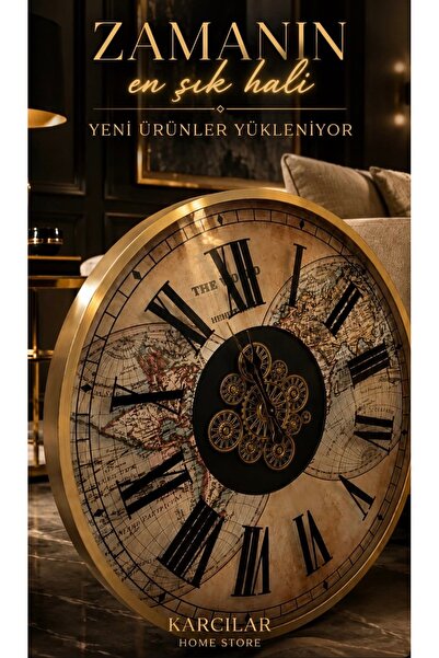 KARCILAR HOME STORE 100x100 cm dünya haritalı çarklı saat