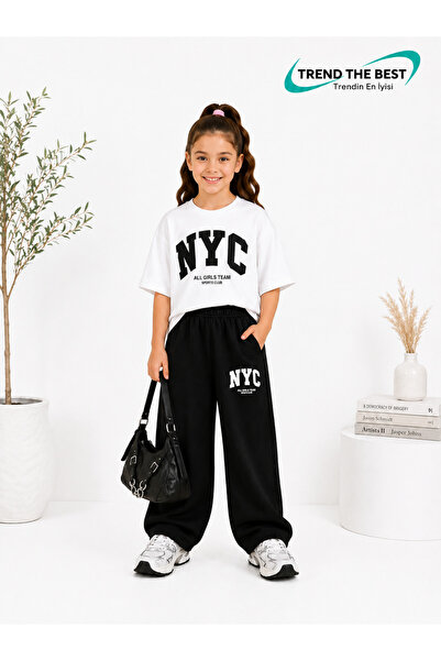 TREND THE BEST Trendin En İyisi Summer Girls Boys Unisex Kids Nyc Printed Bla...