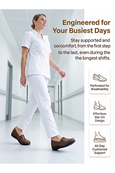 Saudi Step Hospital Work Shoes, Cloud Soft Cushion Sole, Arch Ergonomic Suppo...