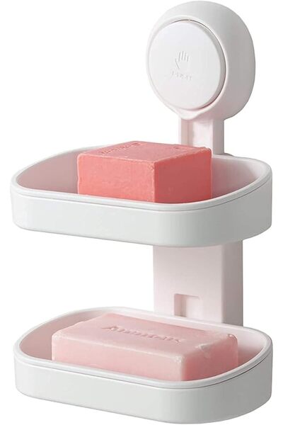 Arabest 2 Tier Suction Cup Soap Dish, Powerful Vacuum Suction Soap Sponge Hol...