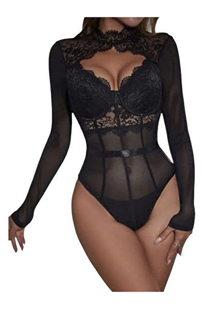 OEM Body sexy, din dantela, negru, L