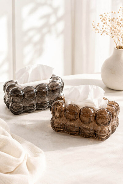 Anadolu Saray Bubble Design Brown or Black Napkin Holder |   Transparent Coff...