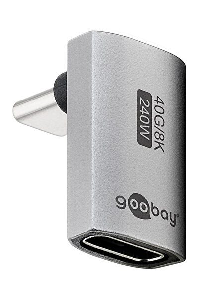 goobay αντάπτορας USB-C 74442, γωνιακός 90°, USB4, 240W, 40Gbps, 8K, γκρι