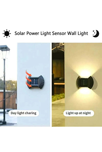 Promagg Set de 4 aplice solare LED de perete, iluminare bidirecțională, 8 LED...