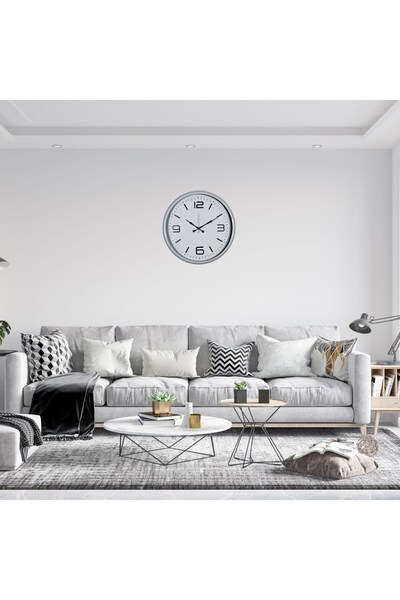 TakÇalıştır White Modern Prestige 52 cm Metal Wall Clock