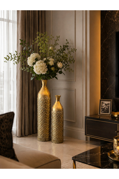 THE LİNSE METAL VAZO TAKIMI 69 CM VE 58 CM