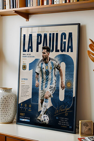 e2nova Messi Arjantin Çerçeveli Tablo Premium Futbolcu Tabloları Lüks Salon D...
