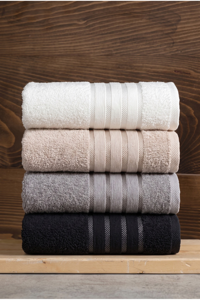 Miss Paris Home Pera 4-Piece Jacquard Towel Set |   Hand, Face, and Hair Towe...