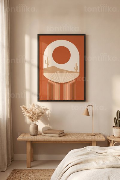 Tontilika Çöl ve Doğa Minimalist Boho 1. Kalite Ahşap Çerçeveli Tablo