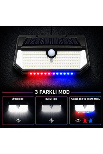 Yenimiyeni Premium 210 Ledli 3 Renk Modlu Güneş Enerjili Su Geçirmez Harekete...