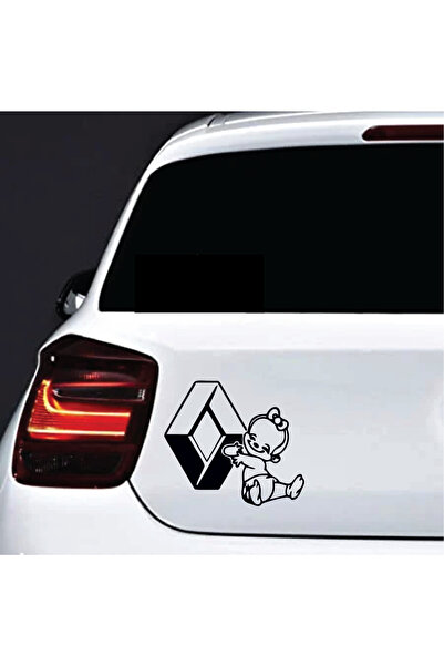 Amo-Stickers Αυτοκόλλητο αυτοκινήτου Renault Baby 30εκ. Ασημί