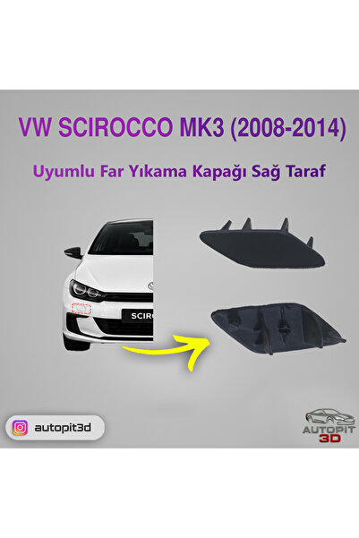 AutoPit 3D Volkswagen Scirocco MK3 (2008-2014) Uyumlu Far Yıkama Kapağı Sağ T...