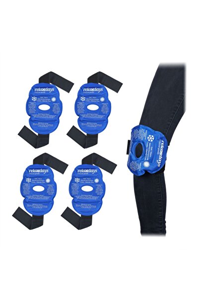 Relaxdays Set de 4 genunchiere cu gel și sistem de prindere, albastru, alb/al...