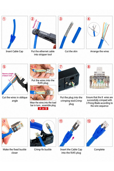 ANKTEK 10 Adet Cat7 Jack Ez Rj45 Metal Konnektör 8 Pin FTP/SFTP Kemerli Kolay Geçişli Cat6
