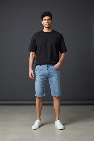 oraystore Men's Denim Shorts Regular Fit Above Knee Denim Shorts