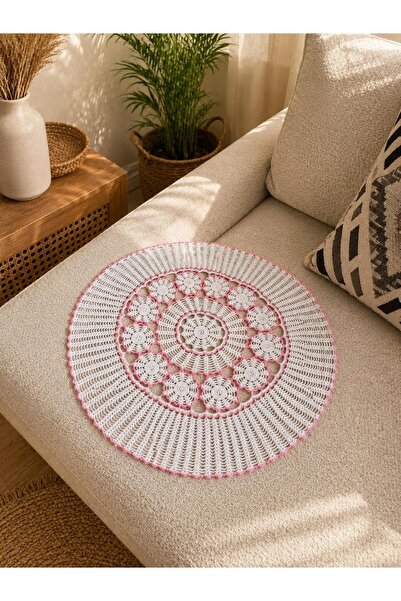 Sonmin El örgüsü el emeği çeyizlik tığ işi Yuvarlak (50cm) Dantel masa & sehb...