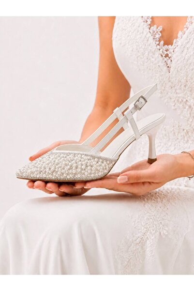 YADE MODA Women's Comfortable Heel Special Design Pearl Detailed Stone Evenin...