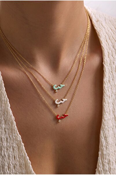 Minon Jewelry Hubb Arapça Aşk Yazılı Mineli Tektaşlı Kolye - 925 Ayar Gümüş Ş...