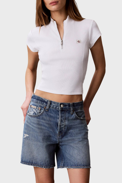 Calvin Klein Pamuklu Logolu Slim Fit Fermuarlı Dik Yaka Top LV047G240GYAF TOP...