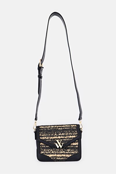 Vanessa Wu Women Textured Cross Body Bag, Black