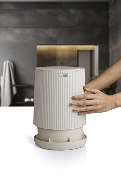 Okyanus Home Gizli Poşet Sistemli \ Click Kapaklı Çöp Kovası - Bej