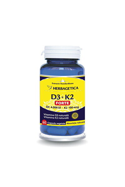 herbagetica Vitamina D3 4000 U.I + K2 100mcg Forte 60cps