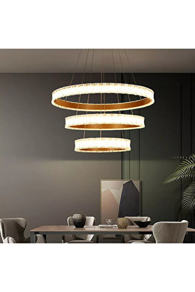 Neon Modern Gold Color Lighting Chandelier, Three Lights, 40+60+80cm, 225W.