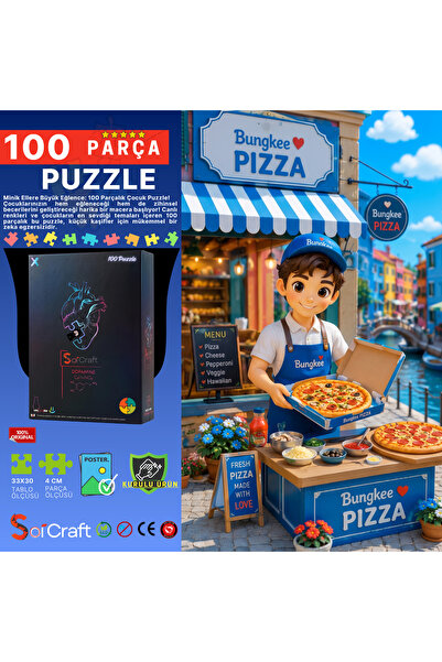 Soi Craft 100 Parça Puzzle Küçük Şefin Lezzetli Pizzası #7004