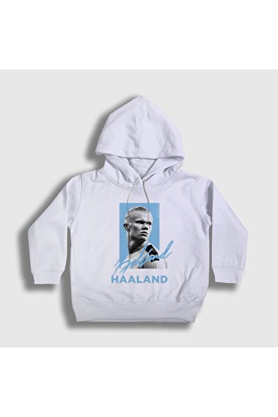 Presmono Unisex Kids White Signature Erling Haaland V2 Football Hooded Sweats...