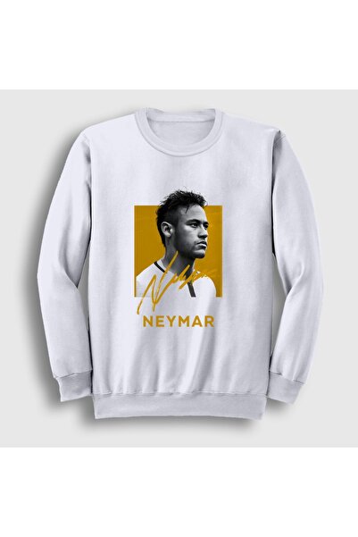 Presmono Unisex White Signature Neymar Football Soccer Sweatshirt 615839Tt