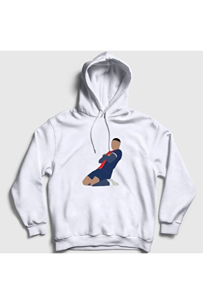 Presmono Unisex White Kylian Mbappe Goal Football Hooded Sweatshirt 615429Tt