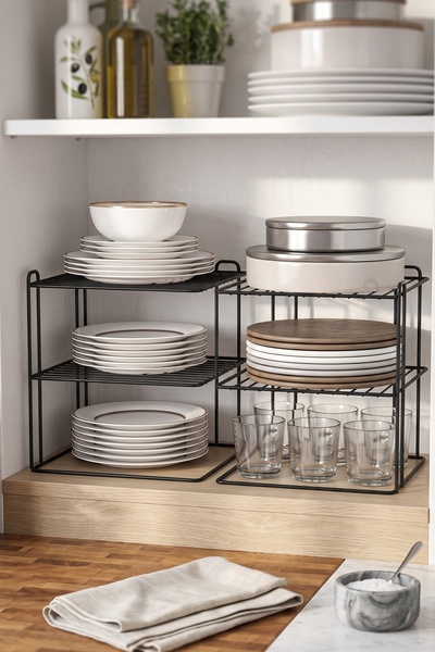 NTC METAL 2 Pieces Luxury Thermoplastic Coated Kitchen Cabinet Organizer Shel...