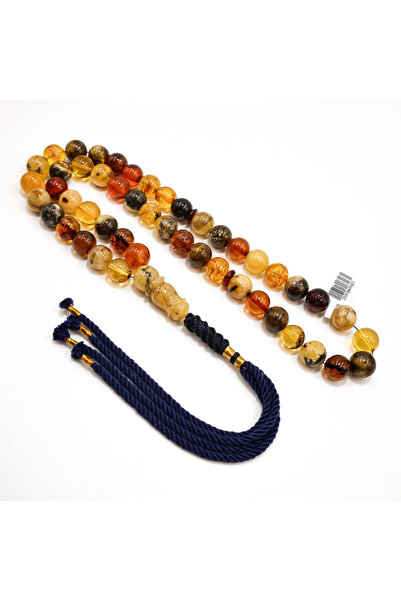 Generic Macintosh Amber Rosary 48 Beads 12mm Multi-Color Prayer Beads 50g Dar...