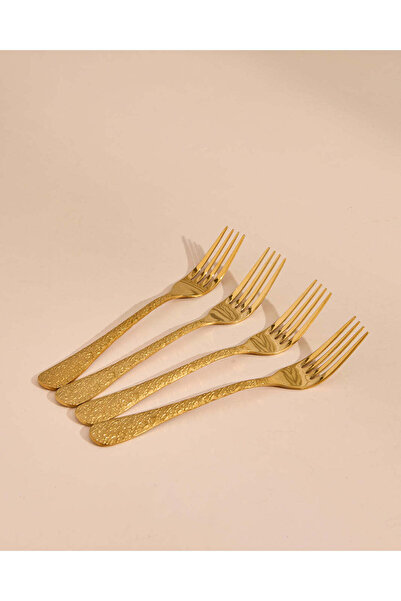 REDTAG Gold Cake Fork Wrinkled Finish Set (4 Piece)