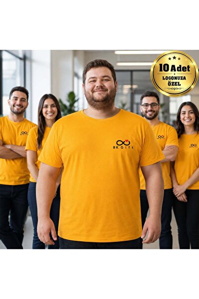 Bk Gift 10 Yellow Oversized T-Shirts with Your Logo - Cotton Unisex Corporate...