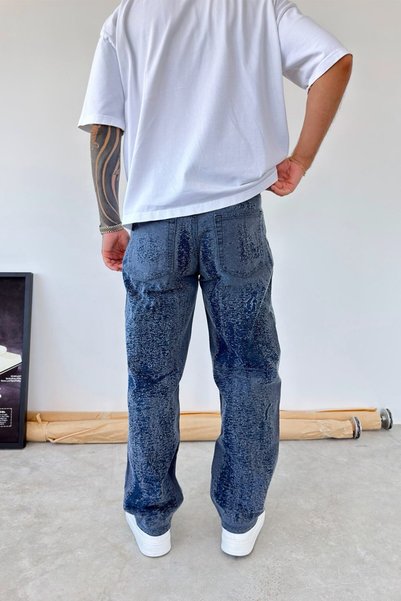 HAFKA Pantaloni largi albastri cu design premium